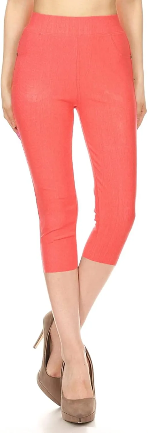 Leggings Depot Women's Cotton Blend Stretch Pull-on Jeggings Casual Pants with Pockets (Available in Plus Size)