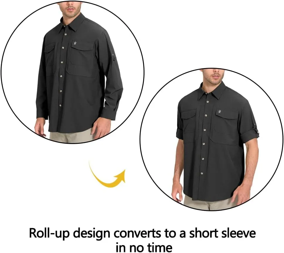 Little Donkey Andy Men's Quick-Dry Stretch Long Sleeve Shirt for Hiking, Travel