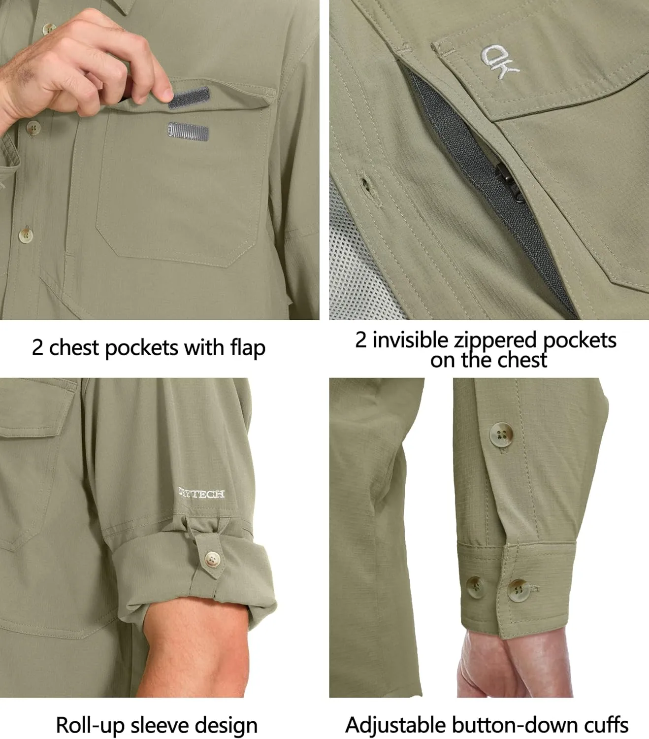 Little Donkey Andy Men's Quick-Dry Stretch Long Sleeve Shirt for Hiking, Travel