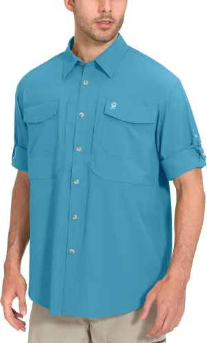 Little Donkey Andy Men's Quick-Dry Stretch Long Sleeve Shirt for Hiking, Travel