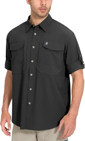 Little Donkey Andy Men's Quick-Dry Stretch Long Sleeve Shirt for Hiking, Travel