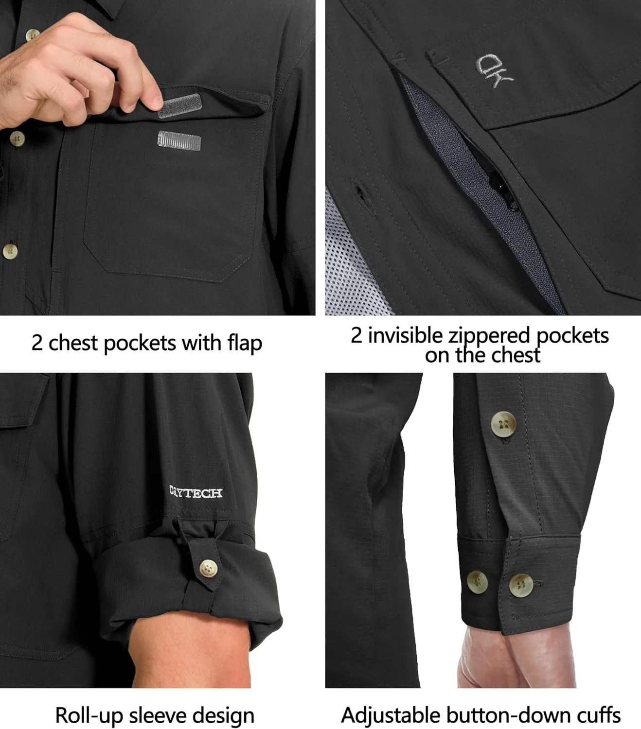 Little Donkey Andy Men's Quick-Dry Stretch Long Sleeve Shirt for Hiking, Travel