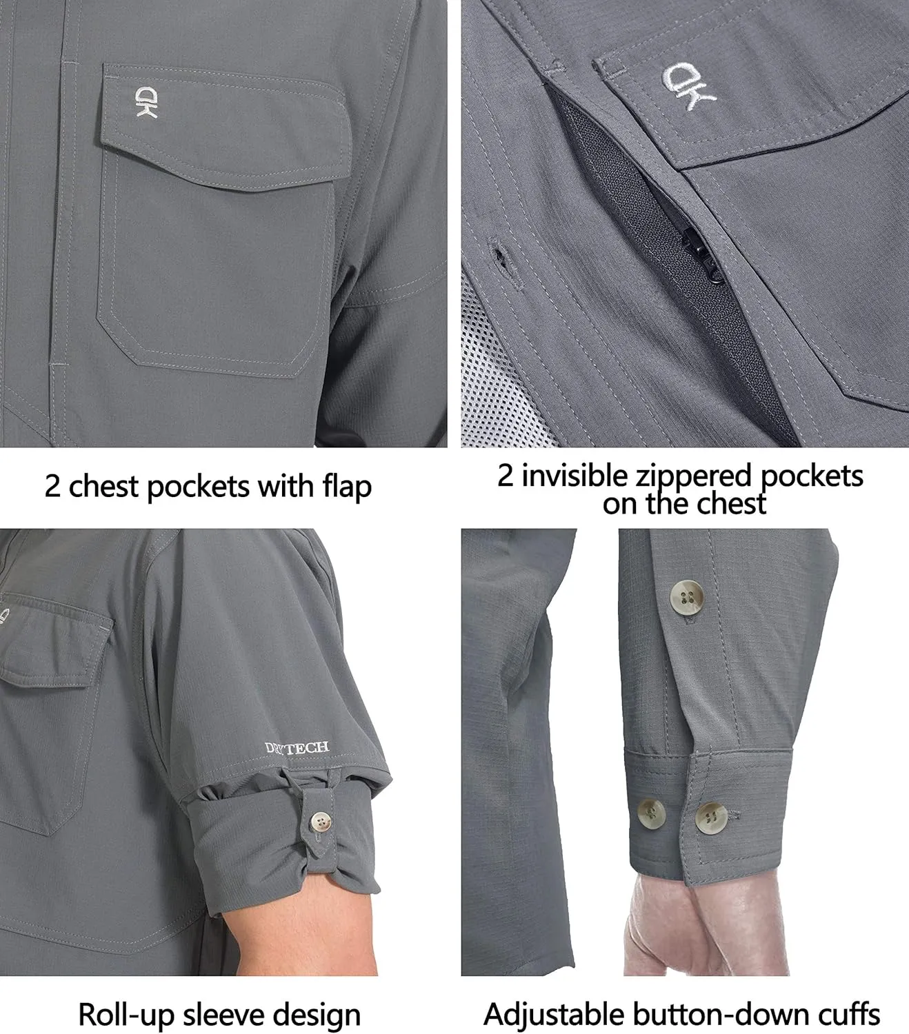 Little Donkey Andy Men's Quick-Dry Stretch Long Sleeve Shirt for Hiking, Travel