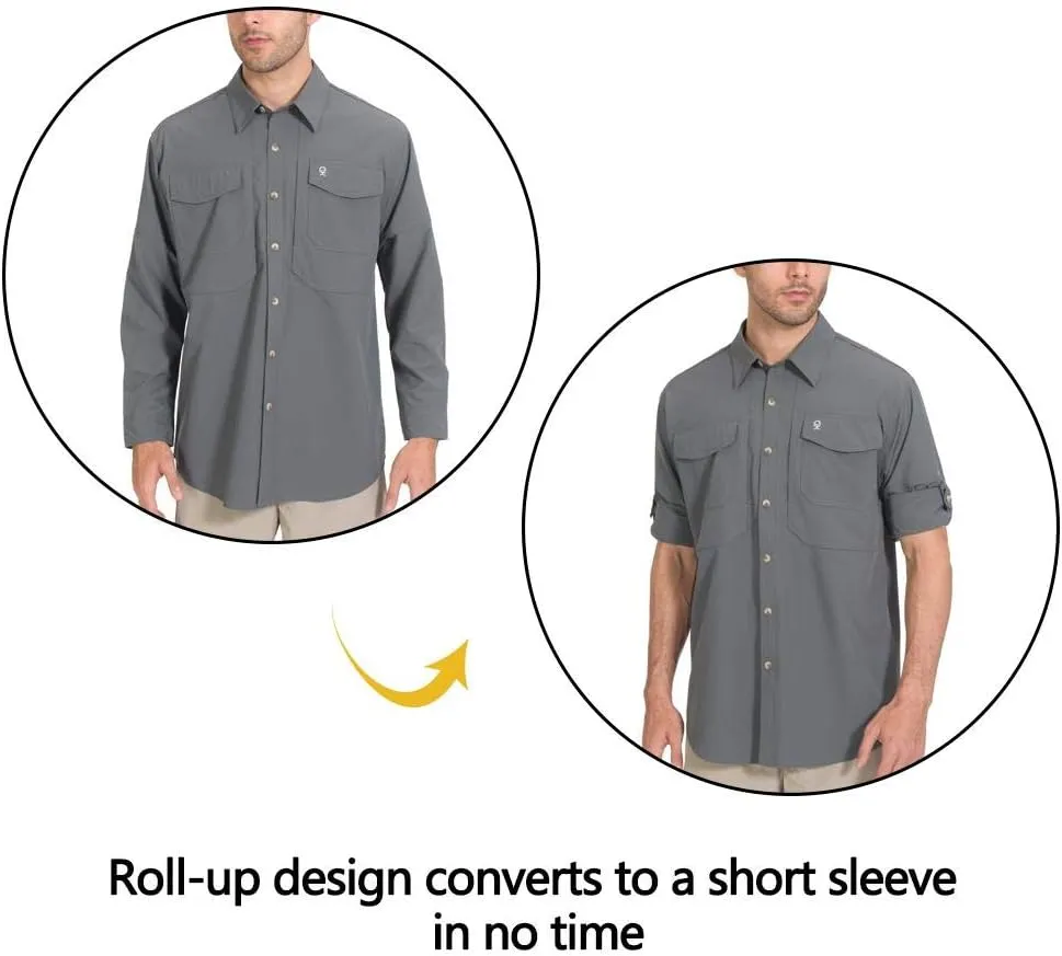 Little Donkey Andy Men's Quick-Dry Stretch Long Sleeve Shirt for Hiking, Travel