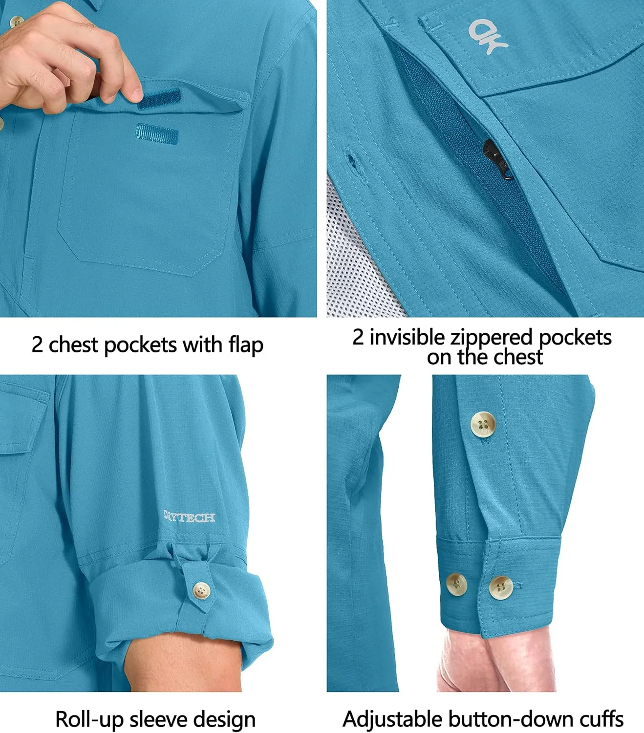 Little Donkey Andy Men's Quick-Dry Stretch Long Sleeve Shirt for Hiking, Travel