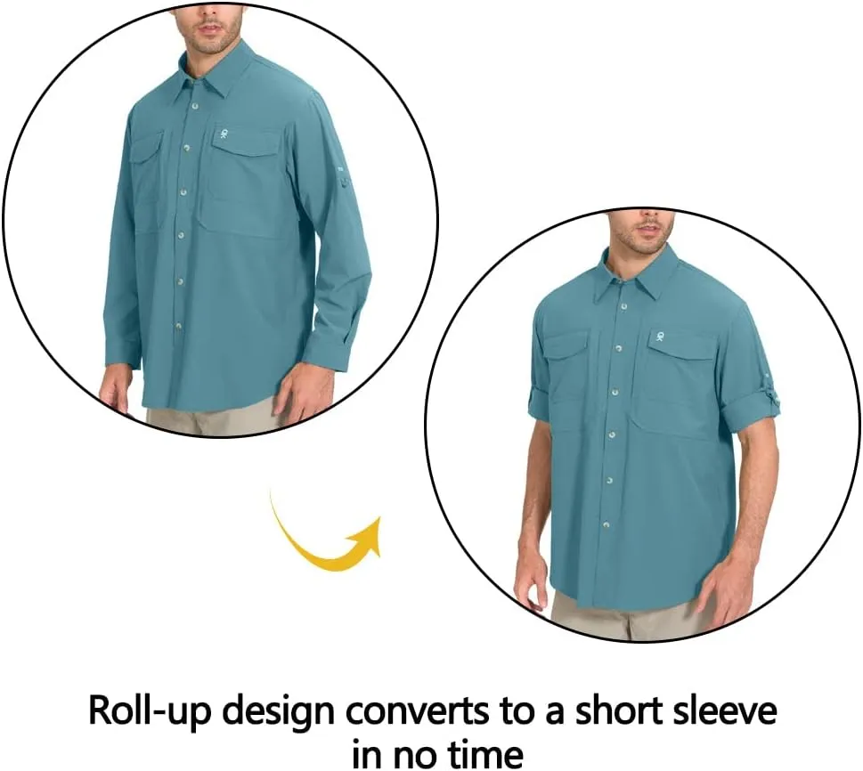 Little Donkey Andy Men's Quick-Dry Stretch Long Sleeve Shirt for Hiking, Travel