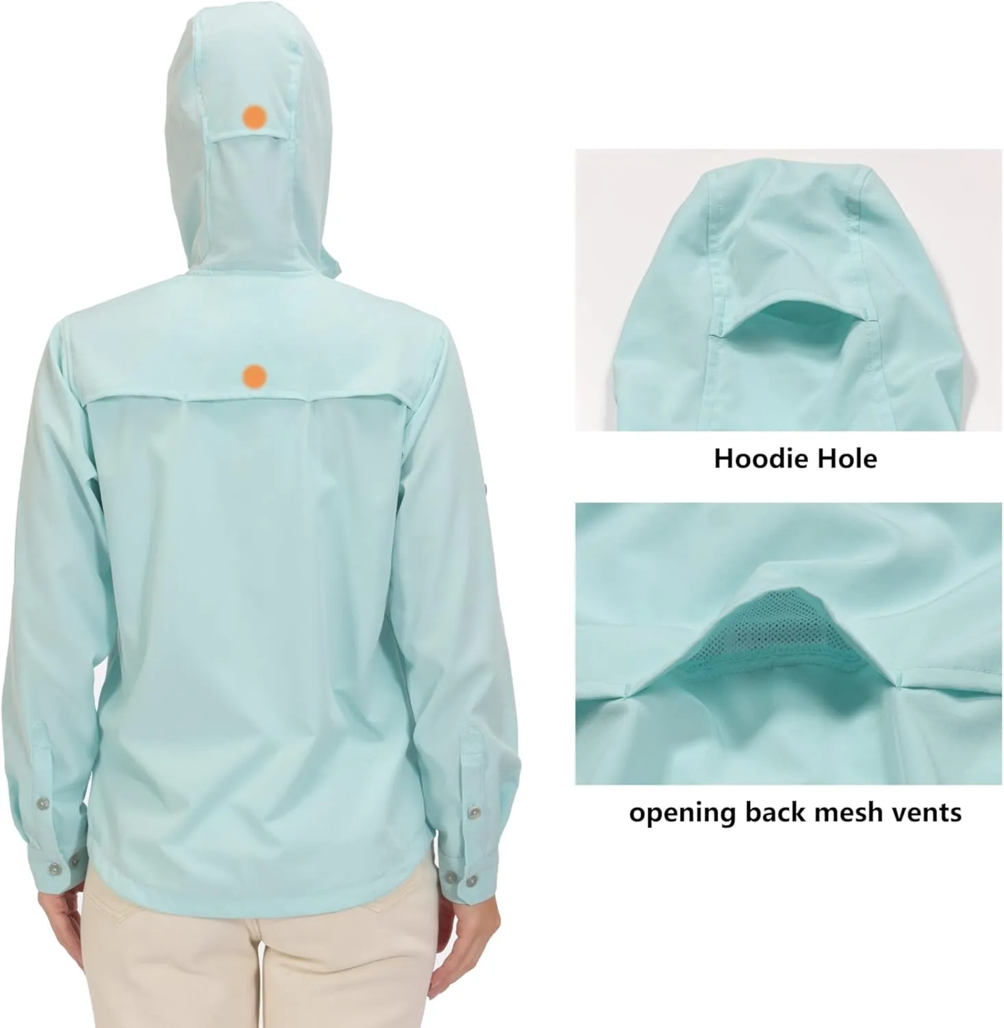 Little Donkey Andy Women's Hoodie Long Sleeve Shirt UPF 50  Sun Protection Outdoor Quick Dry Fishing Hiking Shirts