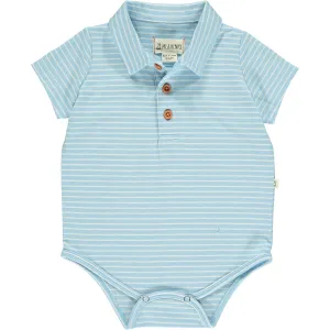 Me & Henry Sky/White Polo Jersey Onesies