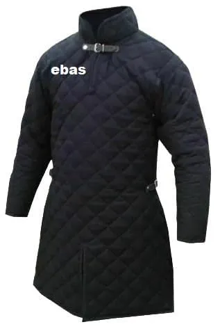 Medieval Black Cotton Padded Gambeson Jacket, Thick Padded Coat (M)
