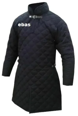 Medieval Black Cotton Padded Gambeson Jacket, Thick Padded Coat (M)