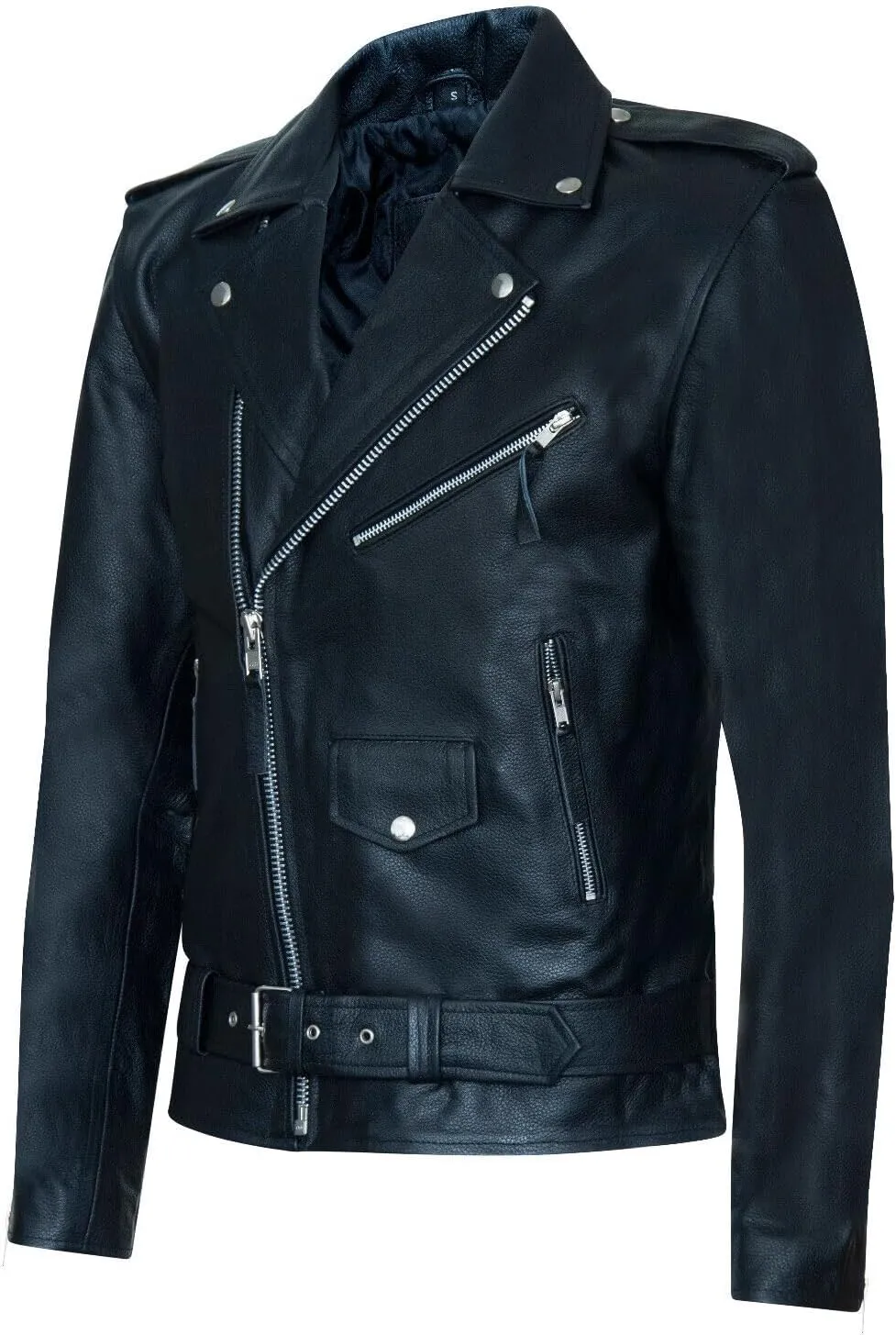 Men's Brando Biker Embossed Leather Vintage Jacket