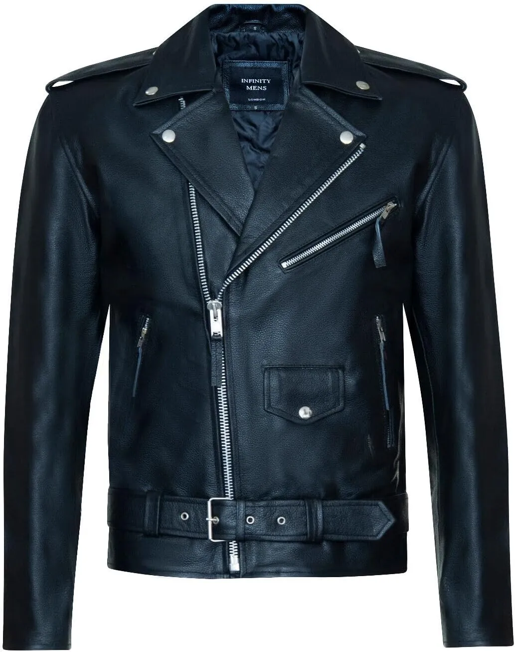 Men's Brando Biker Embossed Leather Vintage Jacket