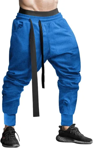 Mens Joggers Sweatpants Drawstring Elastic Waist Baggy Harem Pants Casual Hippie Trendy Fit Lightweight Solid Trousers