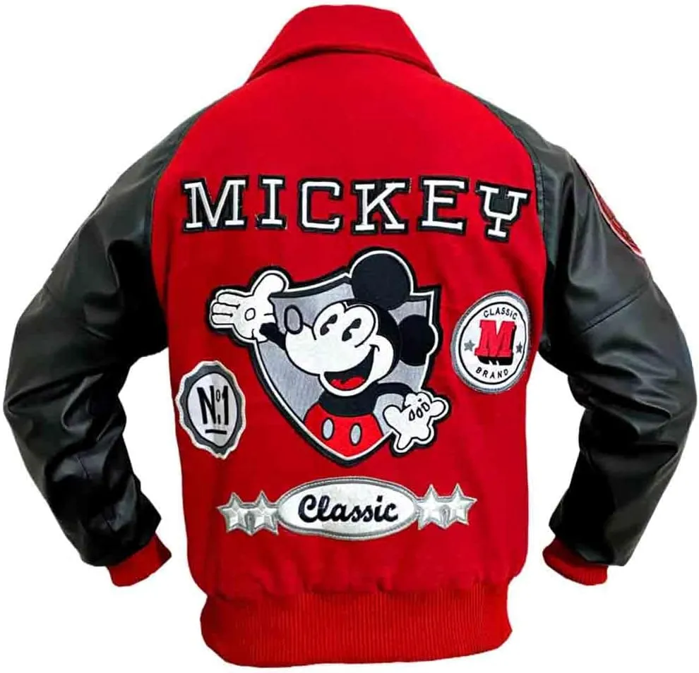 Mickey-Mouce Varsity Jacket | Mickey Wool Varsity Jacket,
