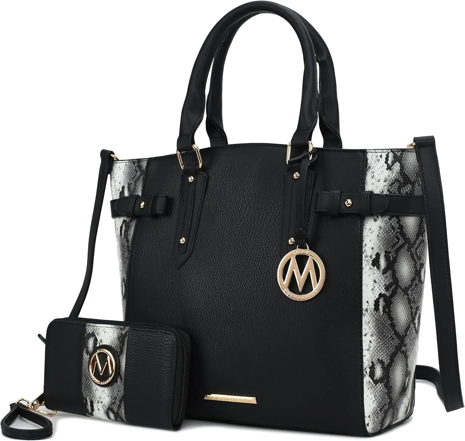 MKF Collection Tote Bag and wallet set, Womens Snake Embossed Crossbody Bag and Wristlet Handbag Purse by Mia K