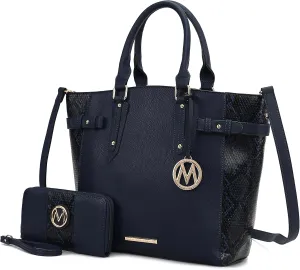 MKF Collection Tote Bag and wallet set, Womens Snake Embossed Crossbody Bag and Wristlet Handbag Purse by Mia K