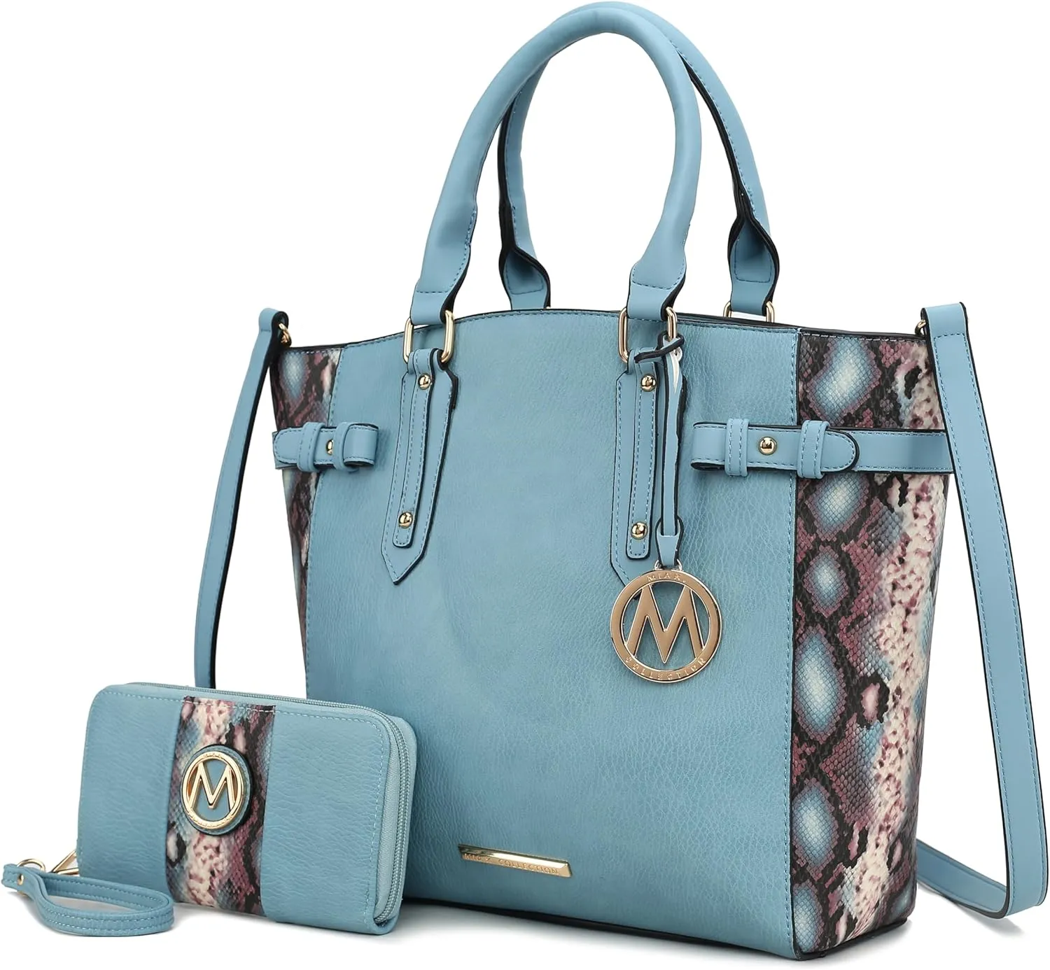 MKF Collection Tote Bag and wallet set, Womens Snake Embossed Crossbody Bag and Wristlet Handbag Purse by Mia K