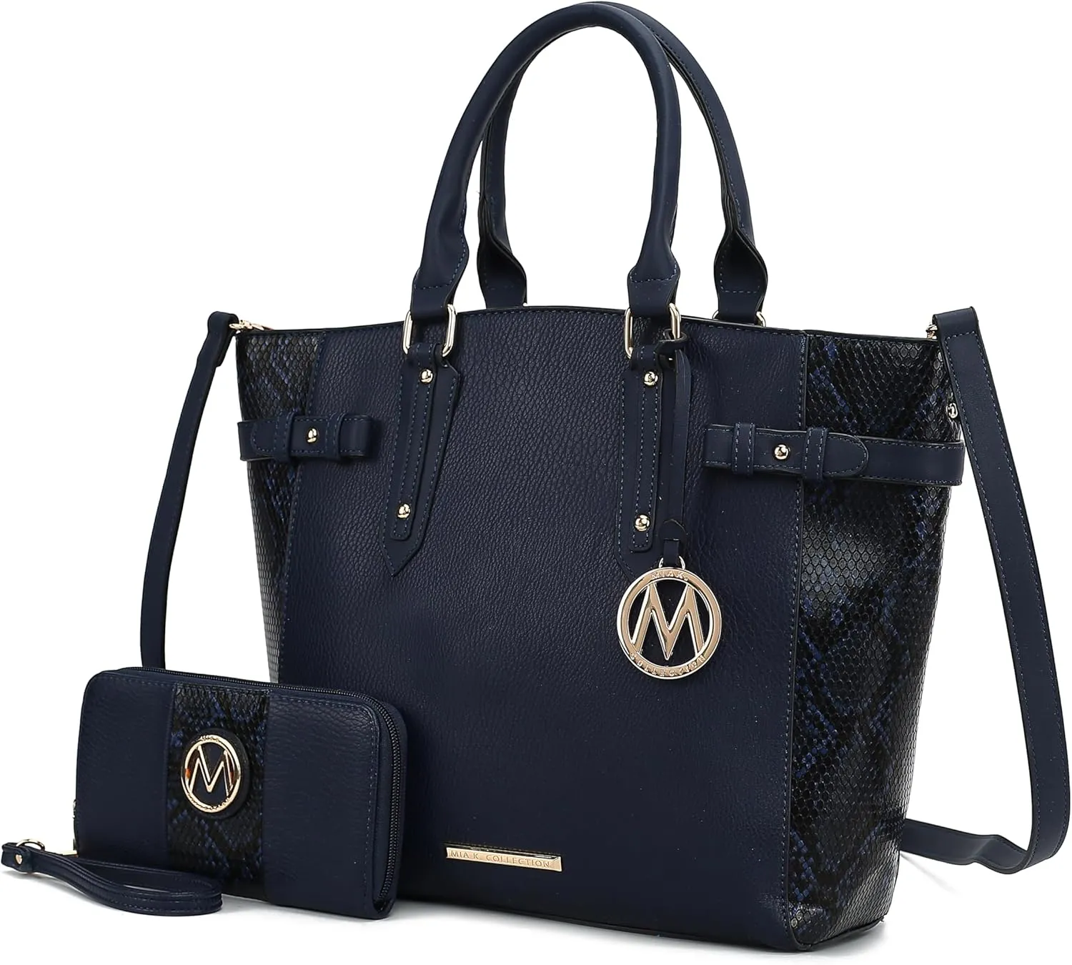 MKF Collection Tote Bag and wallet set, Womens Snake Embossed Crossbody Bag and Wristlet Handbag Purse by Mia K