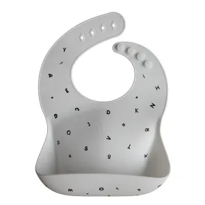 Mushie Silicone Baby Bib - Letters White