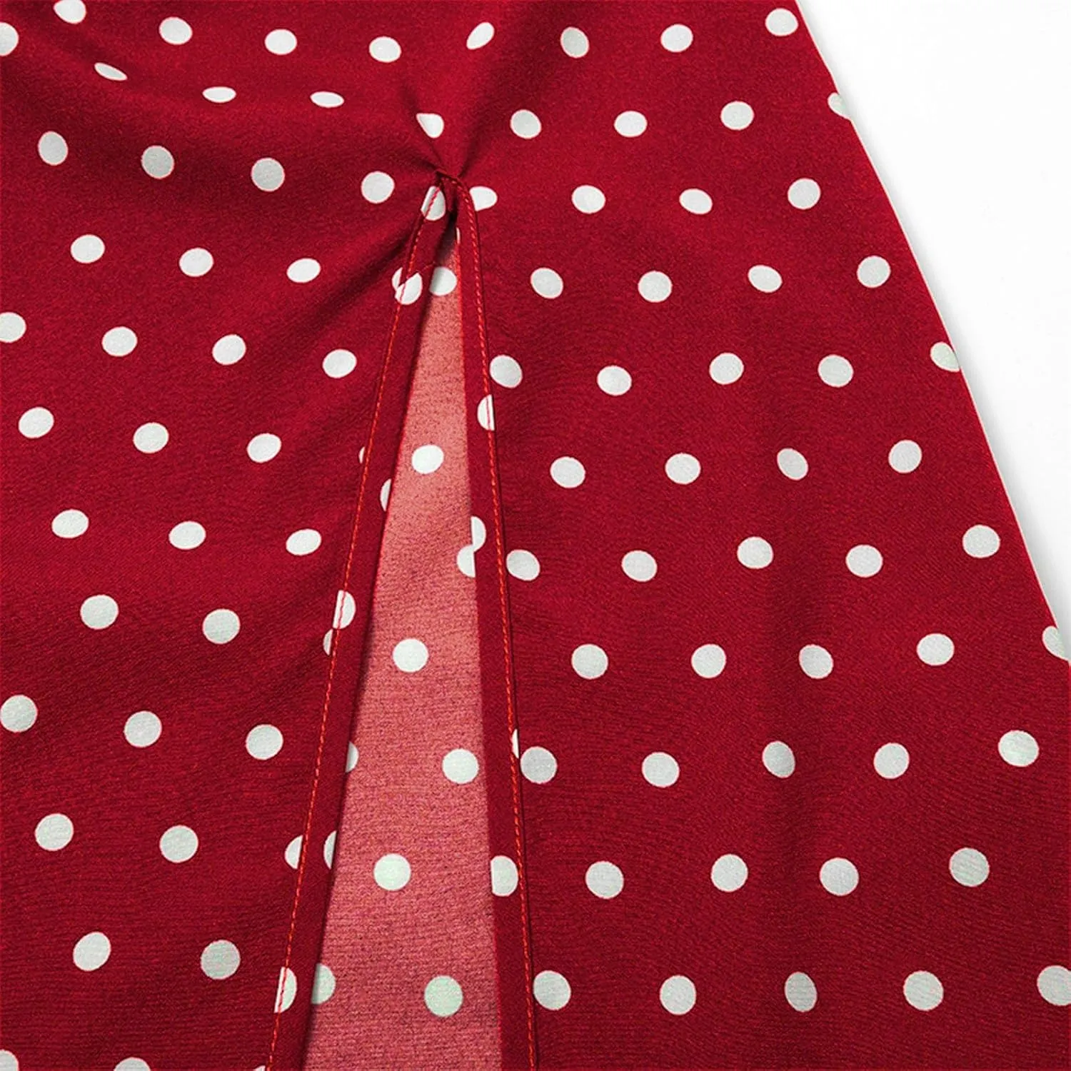 Polka Dot Sundresses Spaghetti Strap Summer Dresses Slim Fit Side Slit Sexy A Line Beach Midi Dress