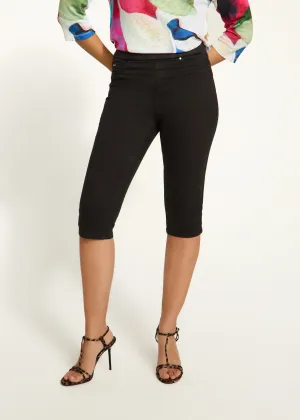 Pull-On Pedal Pusher Denim, Black