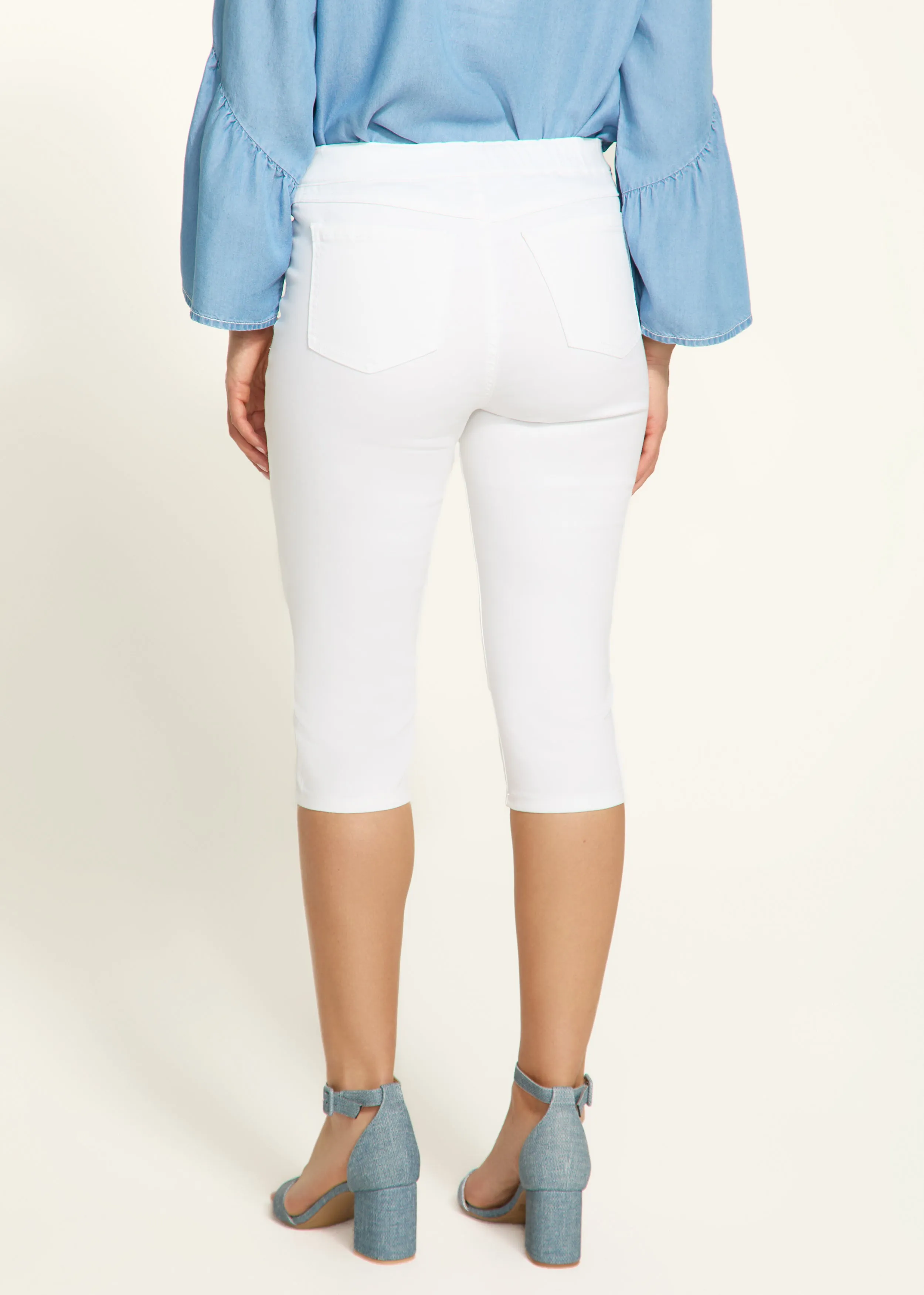 Pull-On Pedal Pusher Denim, White