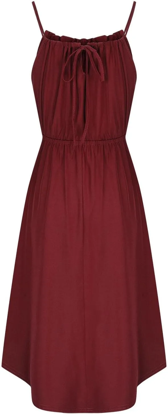 Qeaghou Women's Summer Sundress Sexy Sleeveless Halter Neck Boho Dress Cute Polka Dot High Side Ruffle Midi Dresses 2024