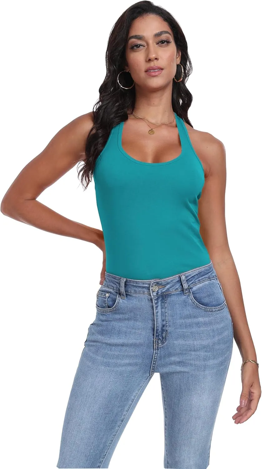 Racerback Tank Tops for Women Cotton Long Camisoles Gym Workout Undershirt Yoga 3 Packs