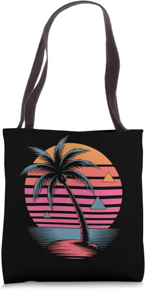 Retro Palm Beach Summer Fun Time Vacation Vibes Tote Bag