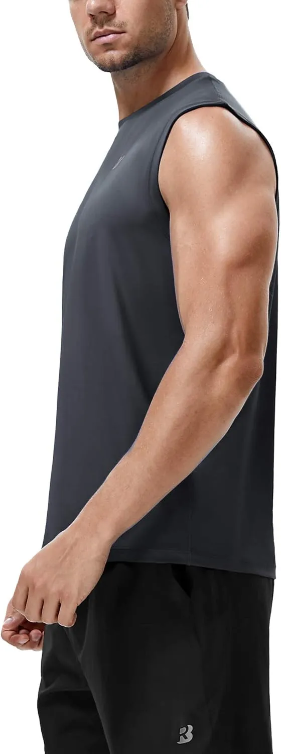 Roadbox Workout Sleeveless Shirts for Men Athletic Gym Basketball Quick Dry Muscle Tank Tops