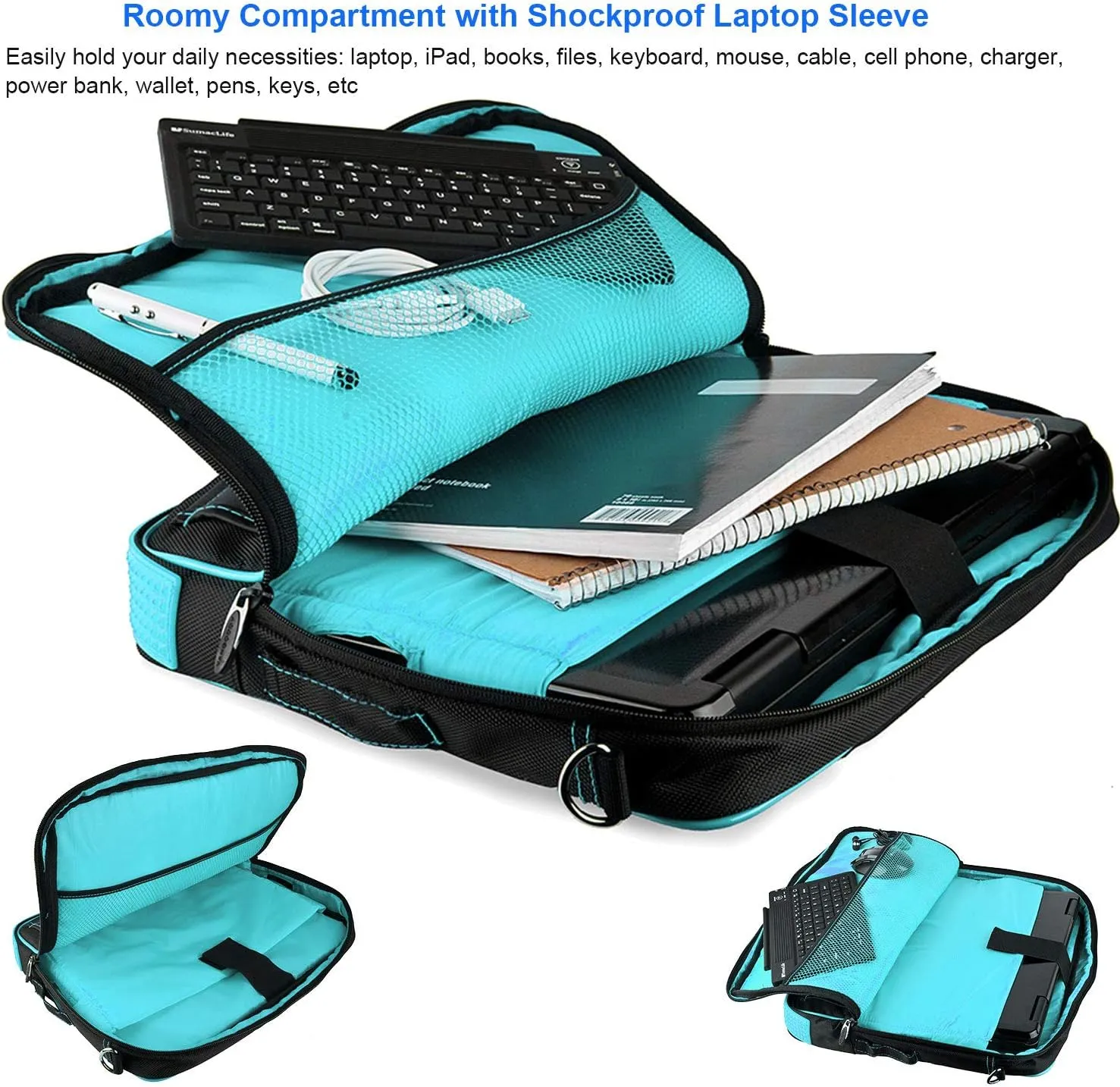 ROXIE Laptop and Tablet Shoulder Bag 11.6 12 Inch Business Office Travel Briefcase for Women Men