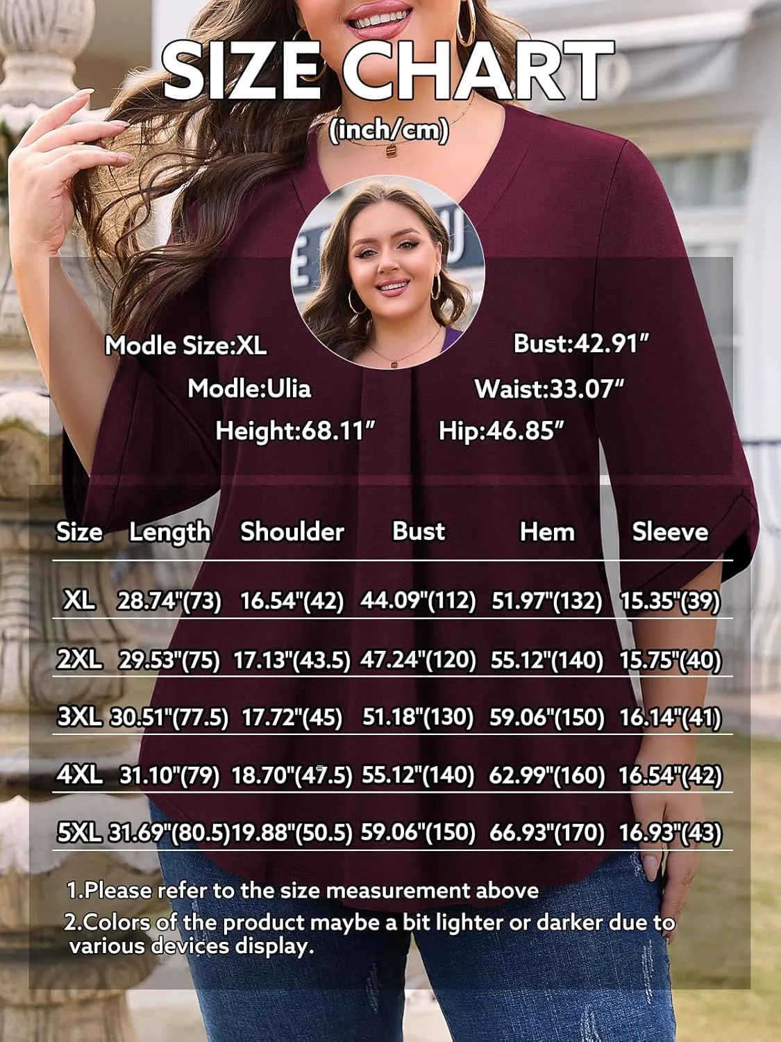 Siddhe Plus Size Tops for Women 3/4 Sleeve Shirts V Neck Blouses Tunic Top Spring Summer 2025