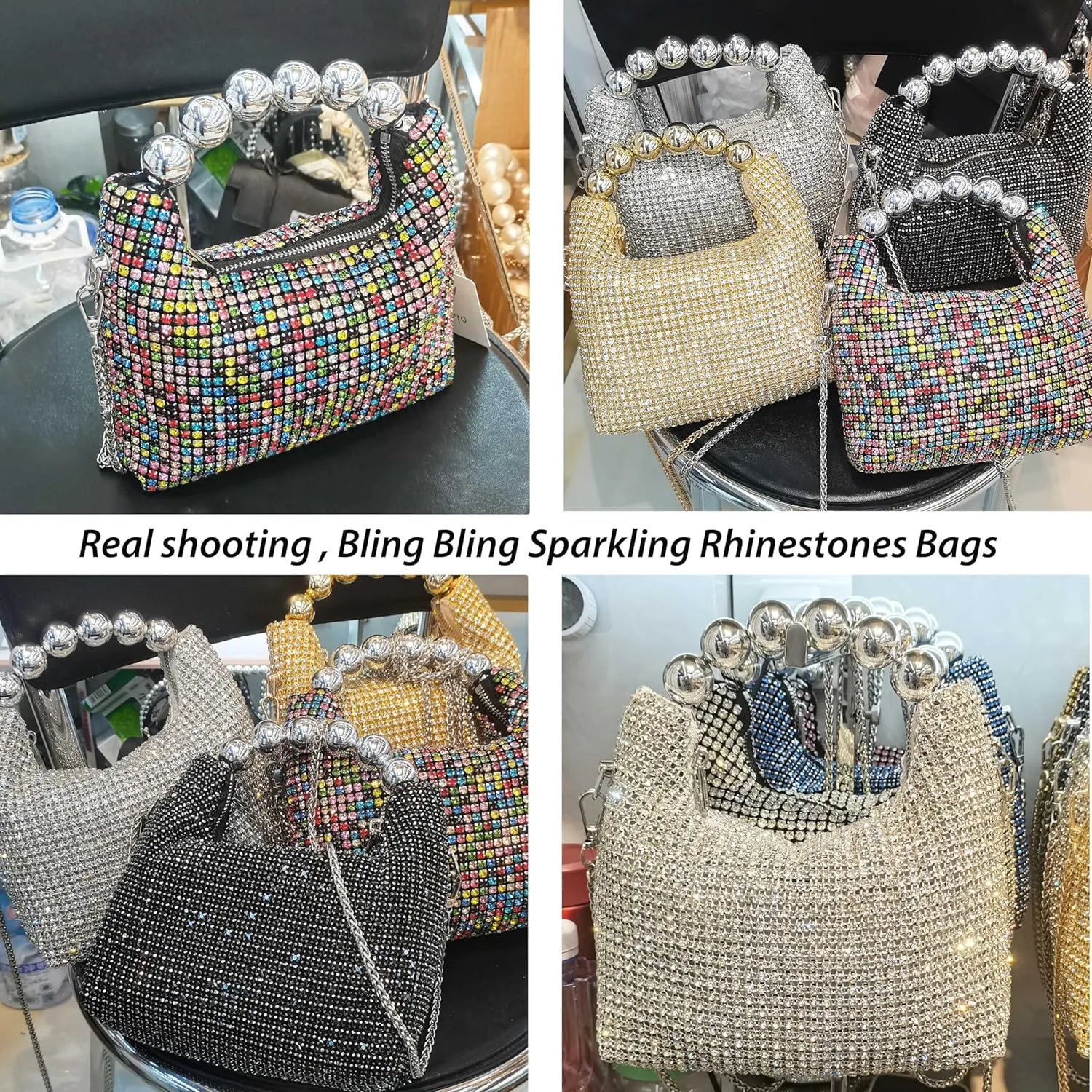 Sparkling Women's Evening Handbags Rhinestone Purse Crossbody Bag Wedding Prom Party Club Purses