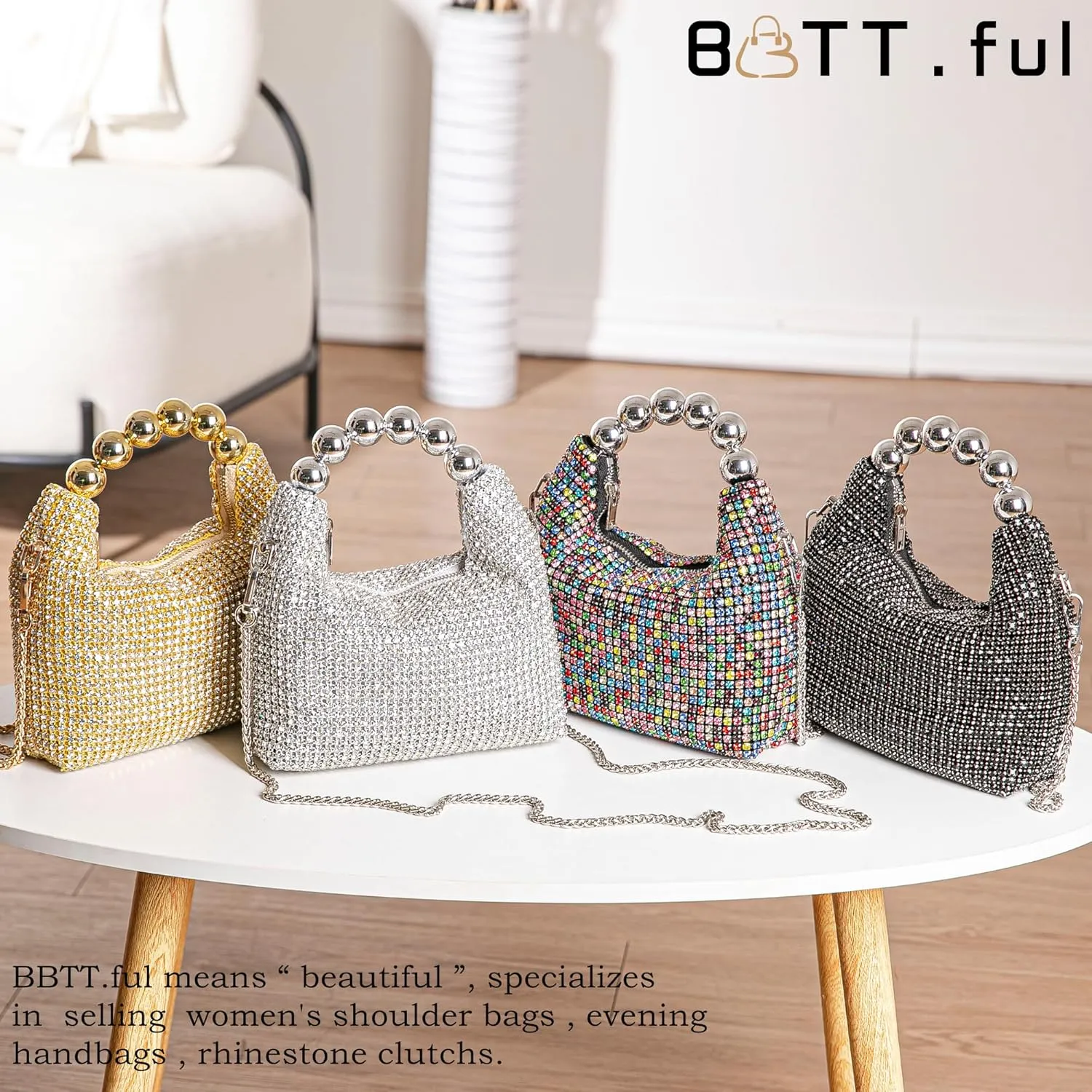 Sparkling Women's Evening Handbags Rhinestone Purse Crossbody Bag Wedding Prom Party Club Purses
