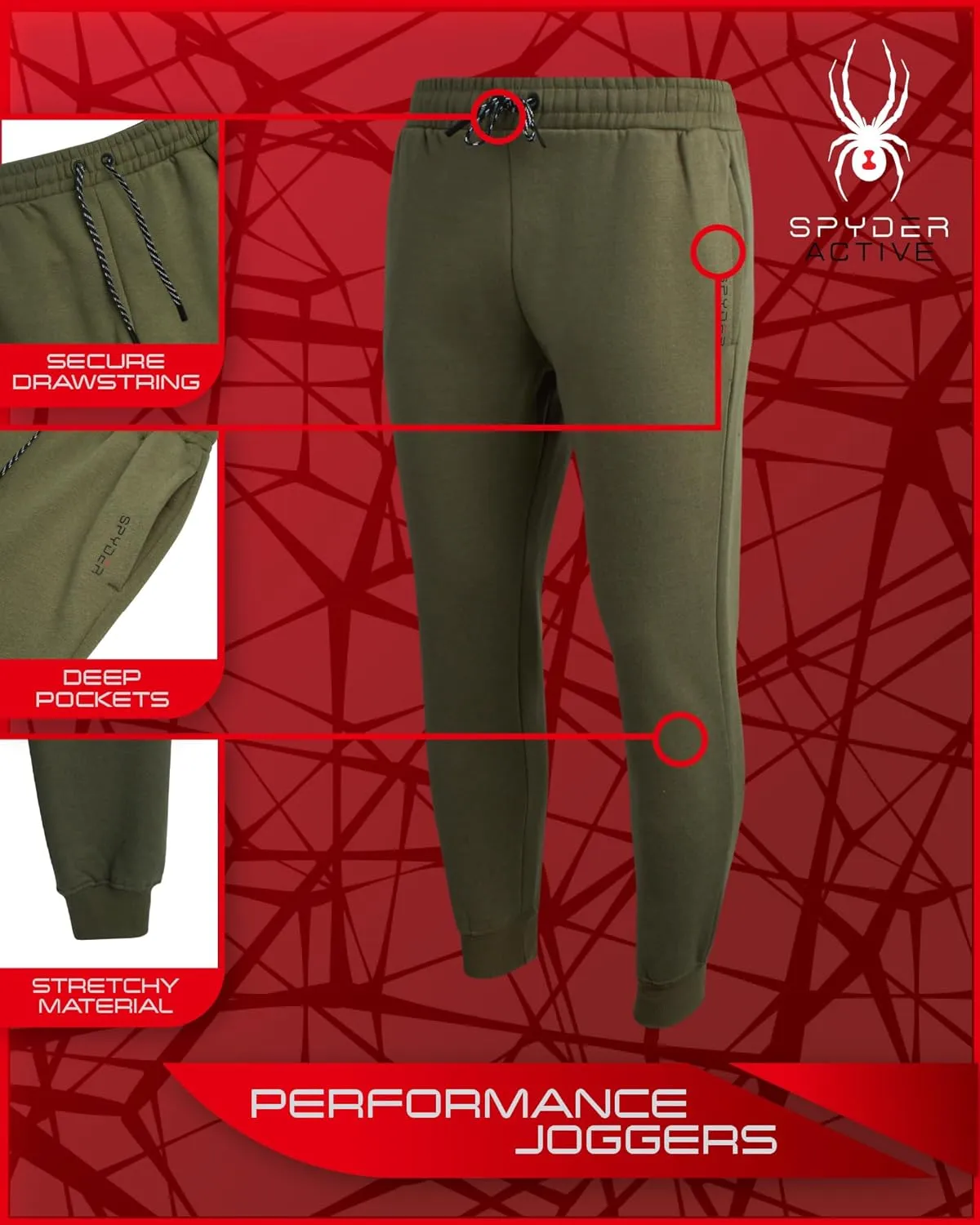 Spyder Men's Sweatsuit Set - 2 Piece Performance Fleece Pullover Hooded Sweatshirt and Jogger Sweatpants for Men (S-XXL)