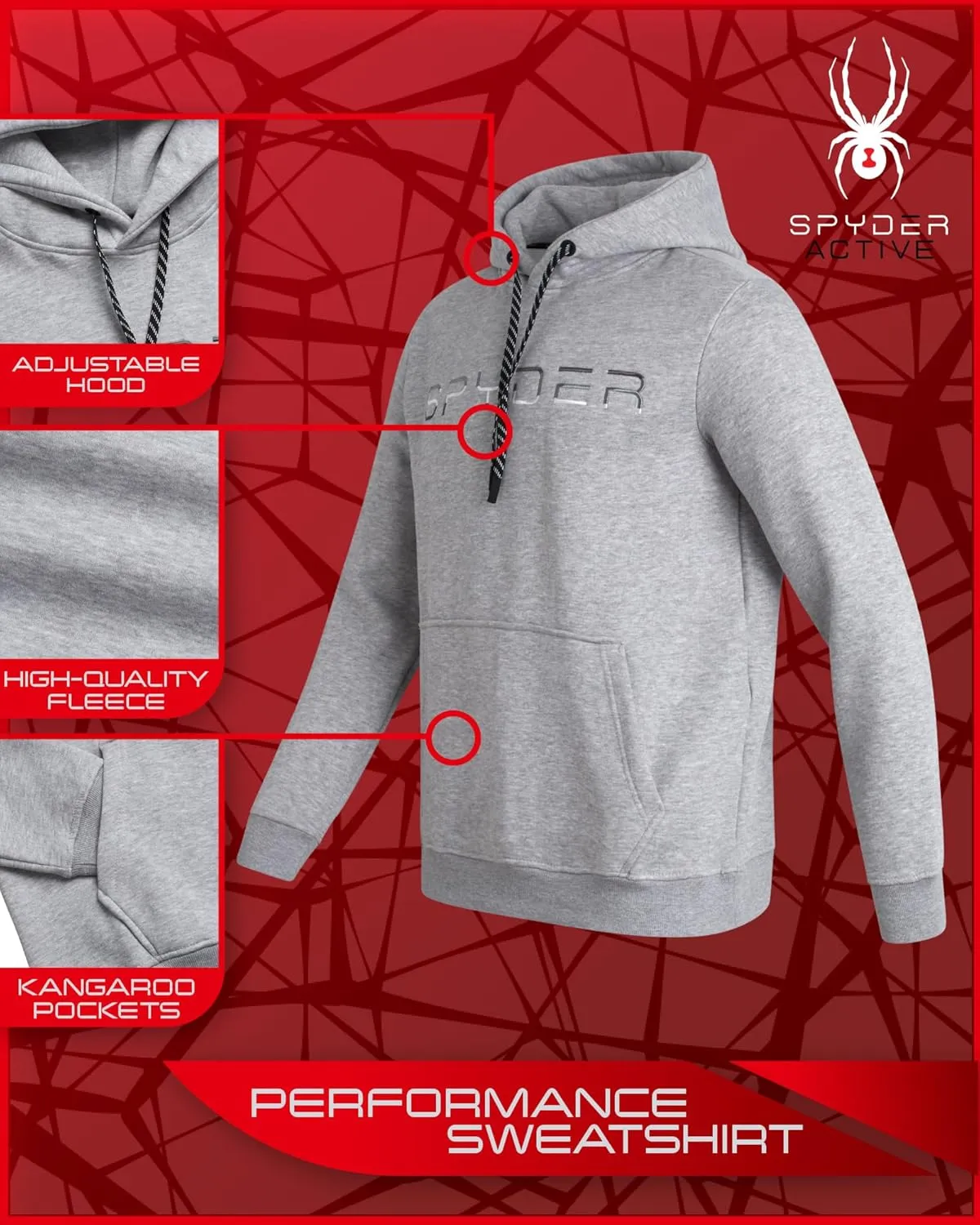 Spyder Men's Sweatsuit Set - 2 Piece Performance Fleece Pullover Hooded Sweatshirt and Jogger Sweatpants for Men (S-XXL)