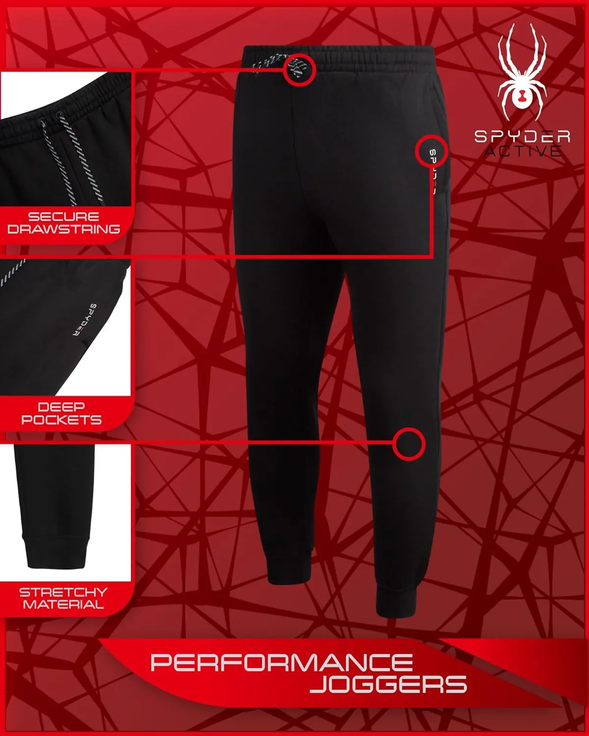 Spyder Men's Sweatsuit Set - 2 Piece Performance Fleece Pullover Hooded Sweatshirt and Jogger Sweatpants for Men (S-XXL)