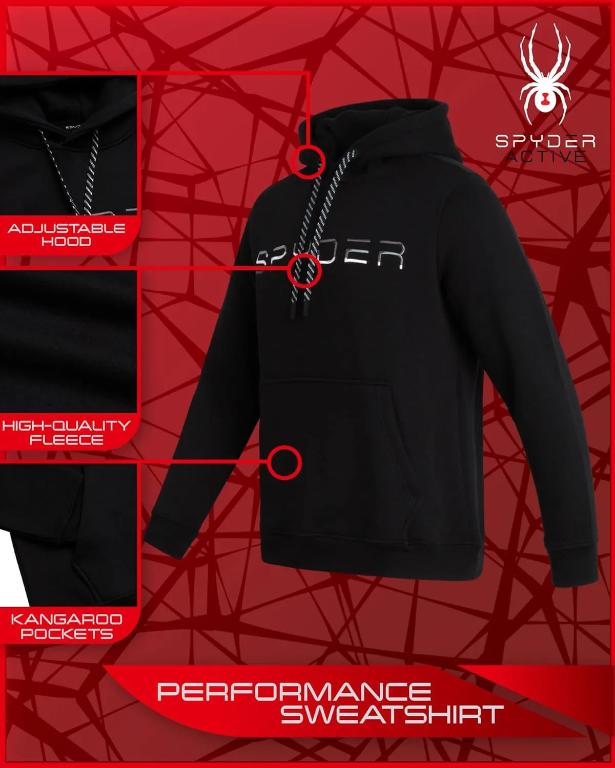 Spyder Men's Sweatsuit Set - 2 Piece Performance Fleece Pullover Hooded Sweatshirt and Jogger Sweatpants for Men (S-XXL)