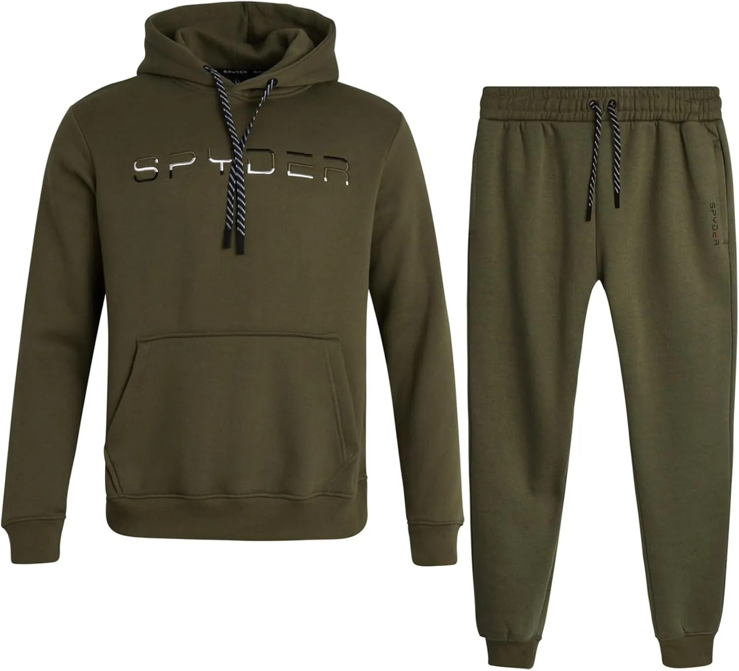 Spyder Men's Sweatsuit Set - 2 Piece Performance Fleece Pullover Hooded Sweatshirt and Jogger Sweatpants for Men (S-XXL)