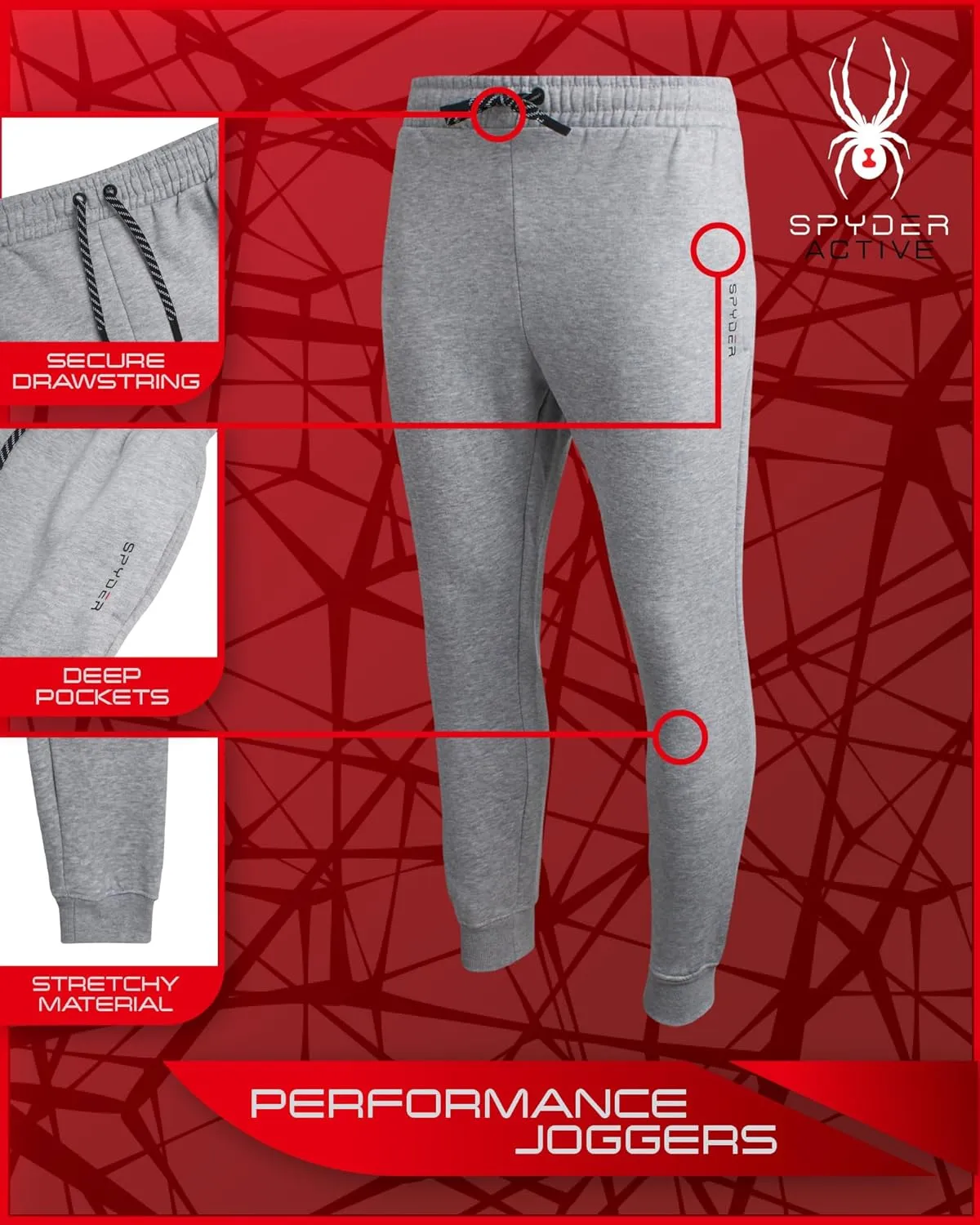 Spyder Men's Sweatsuit Set - 2 Piece Performance Fleece Pullover Hooded Sweatshirt and Jogger Sweatpants for Men (S-XXL)