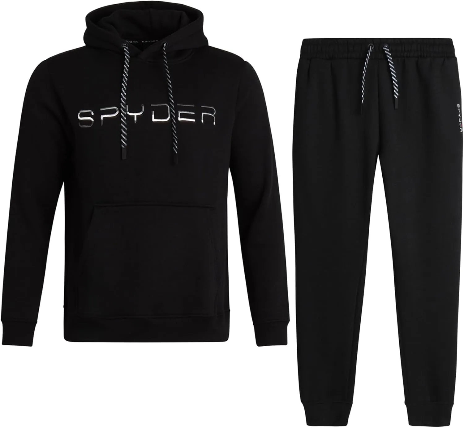 Spyder Men's Sweatsuit Set - 2 Piece Performance Fleece Pullover Hooded Sweatshirt and Jogger Sweatpants for Men (S-XXL)