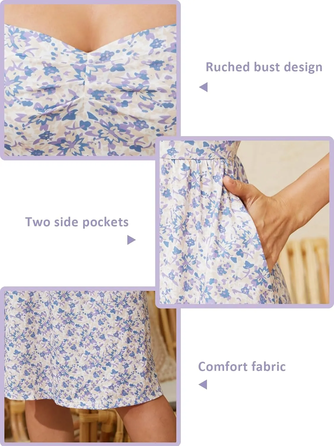 Sureple Summer Dresses for Women 2025 Casual Sweetheart-Neck Empire Waist Swing Aline Spaghetti Strap Dress with Pockets