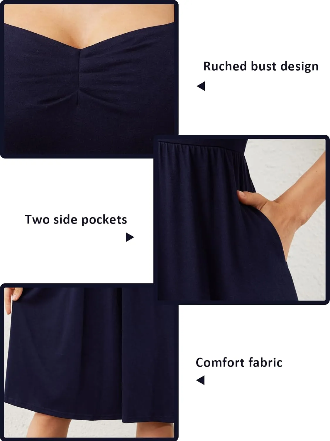 Sureple Summer Dresses for Women 2025 Casual Sweetheart-Neck Empire Waist Swing Aline Spaghetti Strap Dress with Pockets