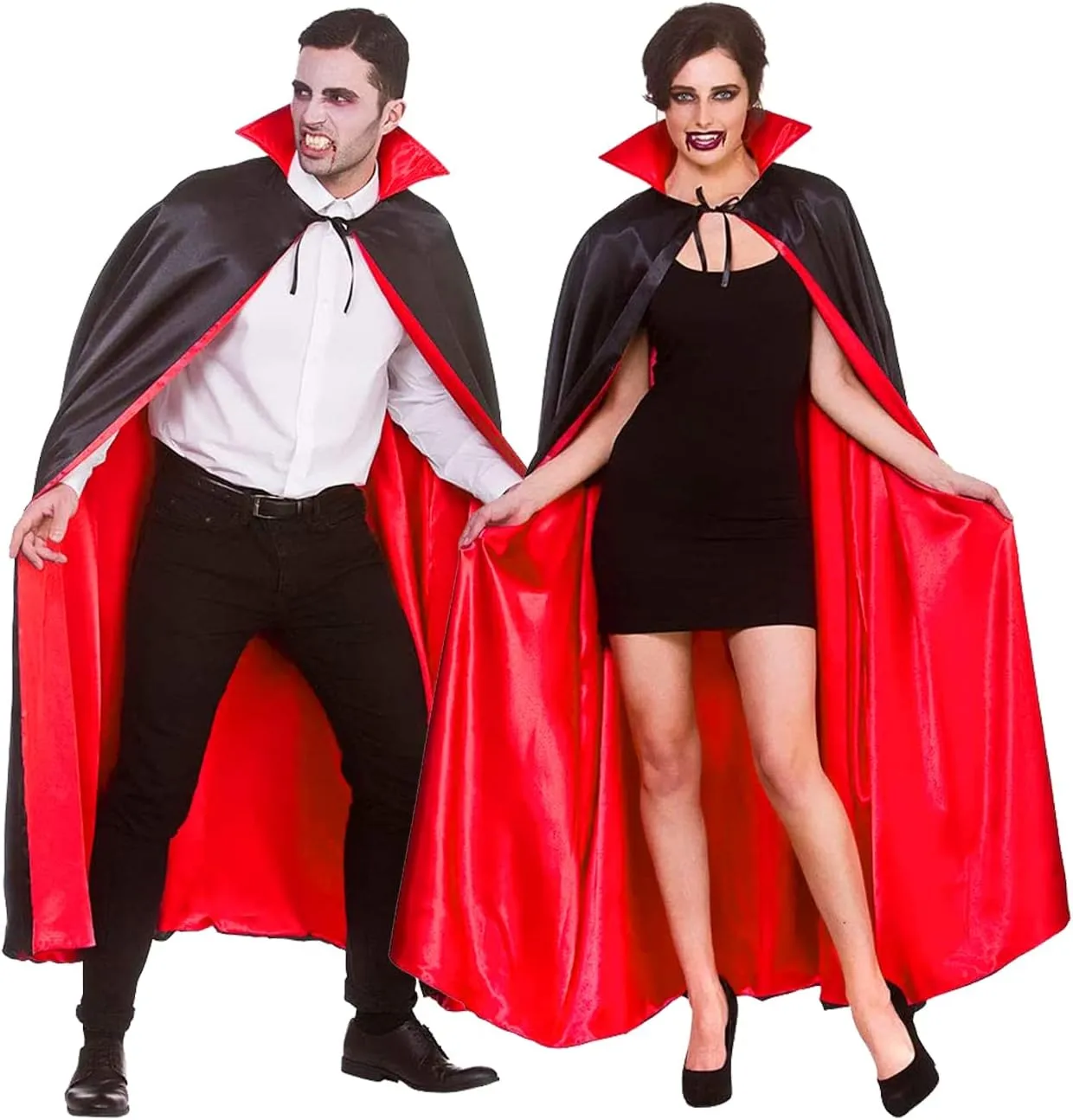 Unisex Halloween Vampire Cape, Reversible Dual-layer Stand Collar Adult Cloak, Cosplay Cape Costume for Halloween, Dress Up Parties, Masquerade 1.4m