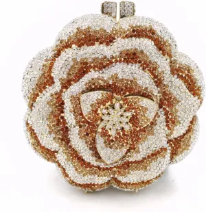 Women Luxury 3D Flower Crystal Evening Bag Exquisite Rhinestone Clutch Bag for Wedding Ceremony