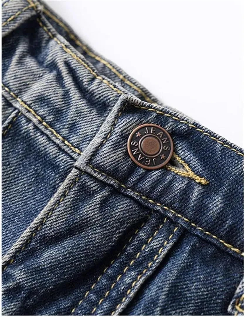 Women Vintage Pleated Midi Denim Skirt Casual High Waisted Slim A-Line Skirts