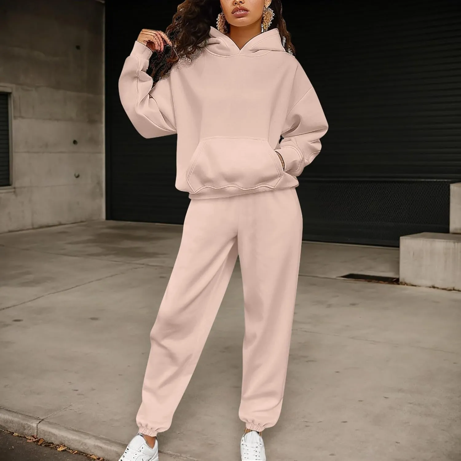 Womens 2 Piece Outfits Lounge Hoodie Sweatsuit Sets Oversized Sweatshirt Baggy Jogger Sweatpants Tracksuit