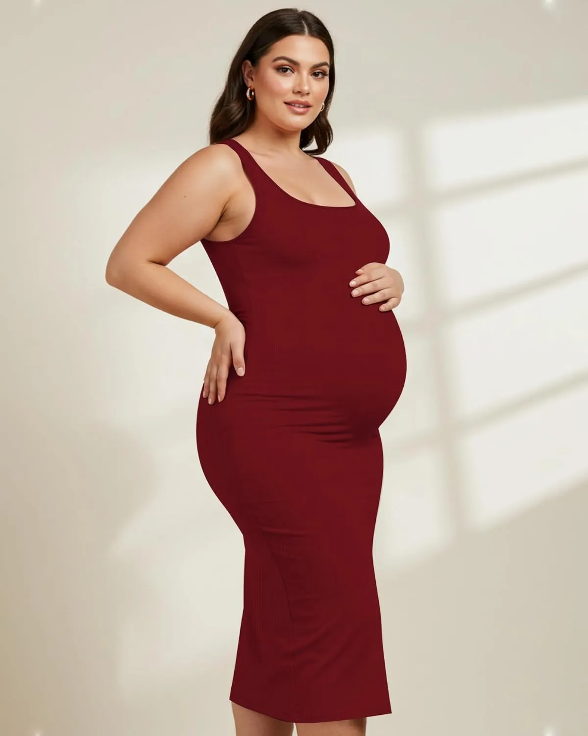Womens Plus Size Summer Tank Dress Long Ribbed Square Neck Sleeveless Bodycon Sun Dress 2025