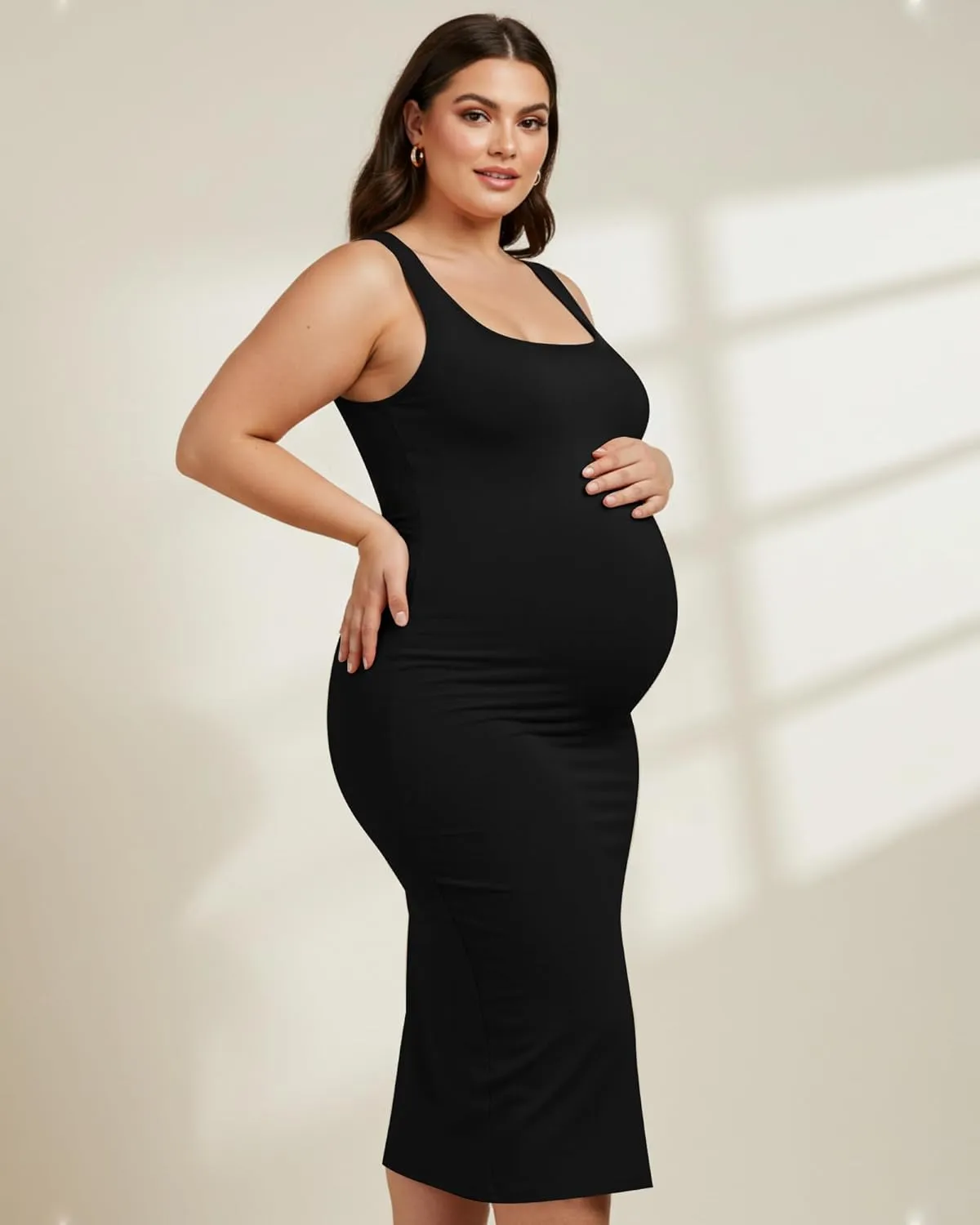 Womens Plus Size Summer Tank Dress Long Ribbed Square Neck Sleeveless Bodycon Sun Dress 2025