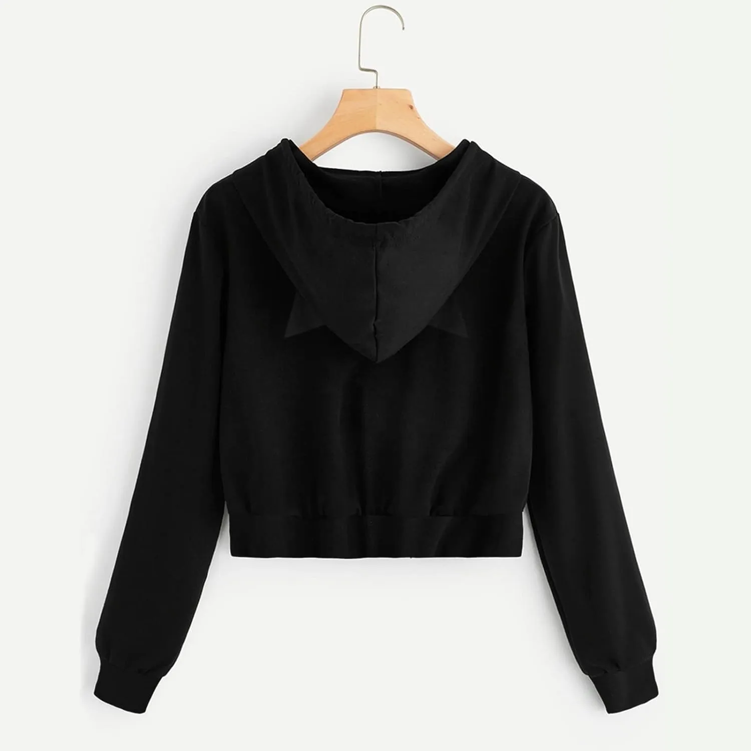 Womens Shirt Zipper Solid Tops Cat Ear Casual Long Sleeve Hooded Sweatshirt Pocket Comfy Gym Sweatshirts Oversized